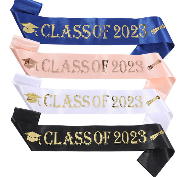 Class of 2023 Sash with Gold Glitter Letters