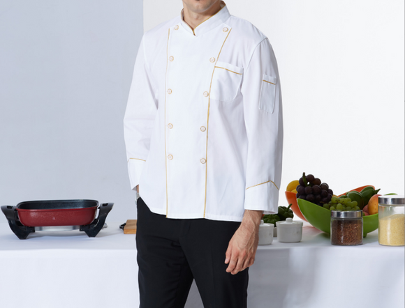 Classic Mandarin Collar Chef Uniform for Western Restaurants