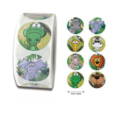 1 " Adorable Round Face Animal Kids Roll Stickers For Party Classroom Decoration