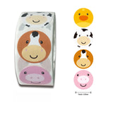 1 " Adorable Round Face Animal Kids Roll Stickers For Party Classroom Decoration