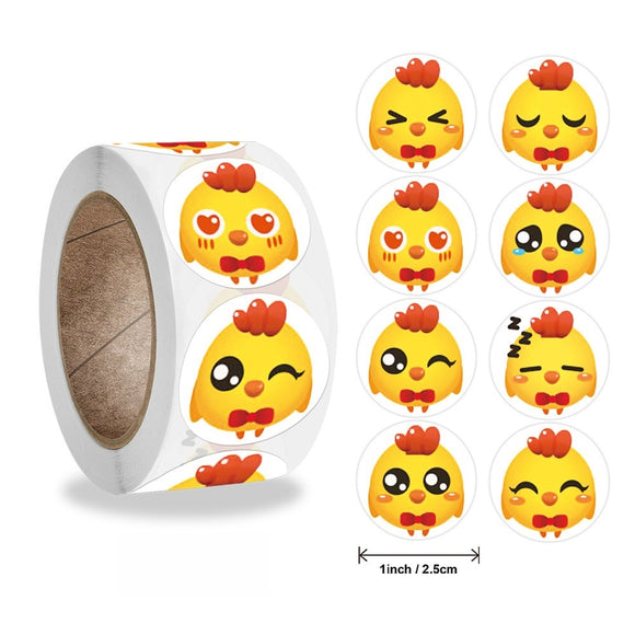 1 Inch Yellow Chicken Stickers for Kids