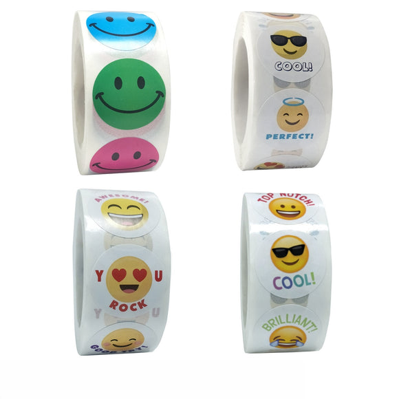 1 inch Circle Dots Paper Smiley Face Stickers Roll for Kids Teachers