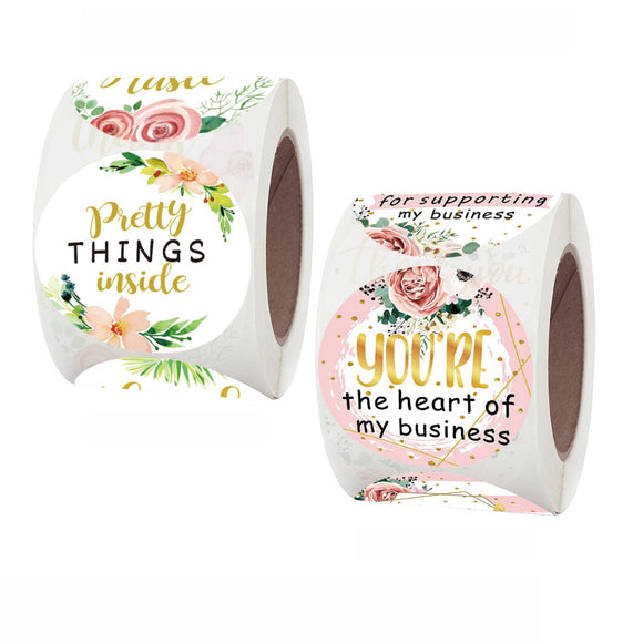 1 inches Round Floral Thank You Stickers  Labels for Gift