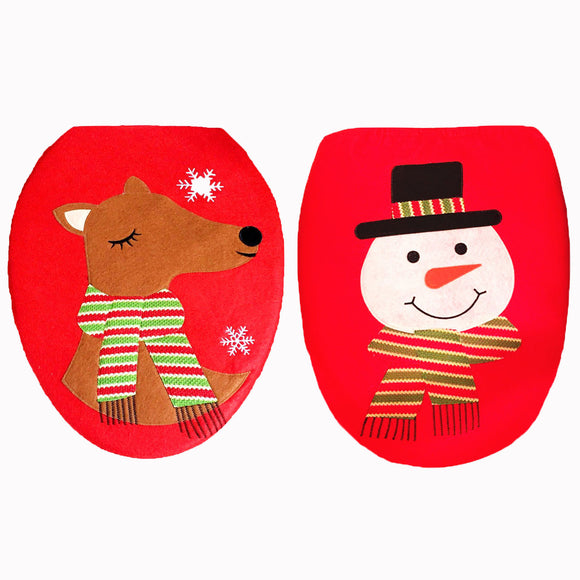 Christmas Toilet Decoration Santa Seat Cover Rug Accessory