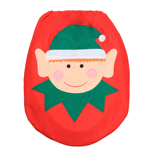 Christmas Toilet Set Seat Cover Rug Decorative Supplies for Bathroom
