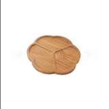 3 Divided Bamboo Round Serving Tray for Snack and Food