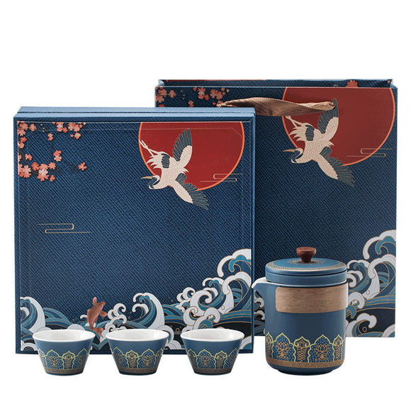 Chinese Traditional Porcelain Style Kung Fu Teapot Cup Kit