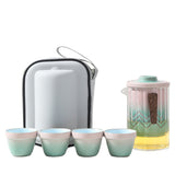 Glass Chinese Kung Fu Tea Set with Infuser and Ceramic Cups