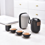 Ceramic Chinese Kung Fu Tea Pot Set With Tea Infuser and Portable Travel Bag
