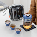 Glass Chinese Kung Fu Tea Set with Infuser and Ceramic Cups