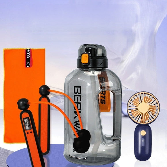 USB Fan and Sports Water Bottle with Straws foy Gym