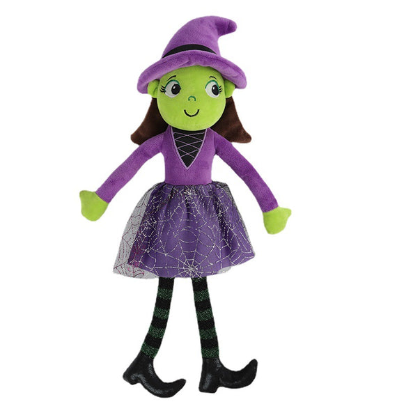Purple Black Cartoon Witch Plush Doll for Halloween
