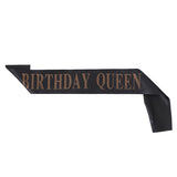 Elegant Black "Birthday Queen" Sash