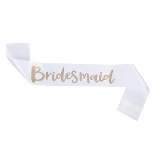 Bridesmaid Sashes with Gold Glitter Lettering