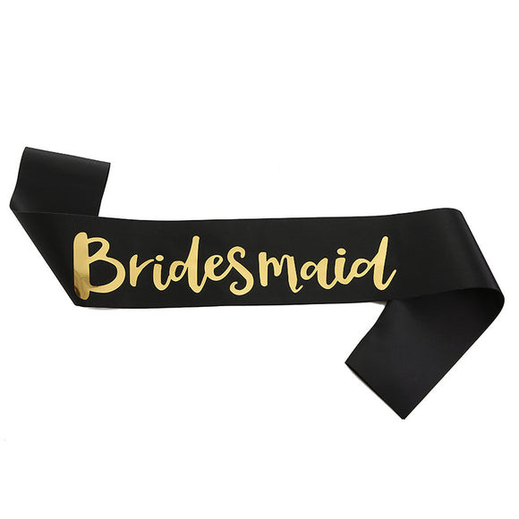 Bridesmaid Sashes with Gold Glitter Lettering