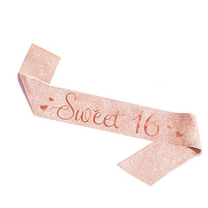 "Sweet 16" Sash with Gold Lettering