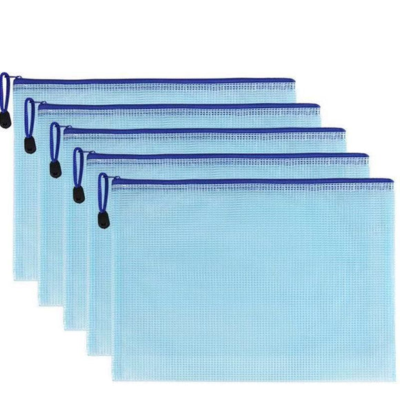 Blue Practical Mesh Plastic Document Bag