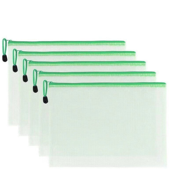 Green Practical Mesh Plastic Document Bag