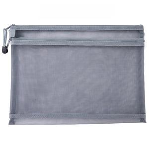 Gray Durable Mesh Nylon Document Bag