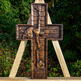 Handmade Wooden Christian Wall Art Jesus Wall Cross with Hook for Church