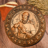 Round Wooden Wall Plaque of Saint Francis