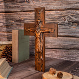 Holy Father Wooden Cross Religious Carving Decoration Wall