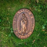 Cherish divine blessings with this exquisite wooden representation of Our Lady of Guadalupe