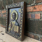 Saint Nicholas Wooden Carved icon Handmade