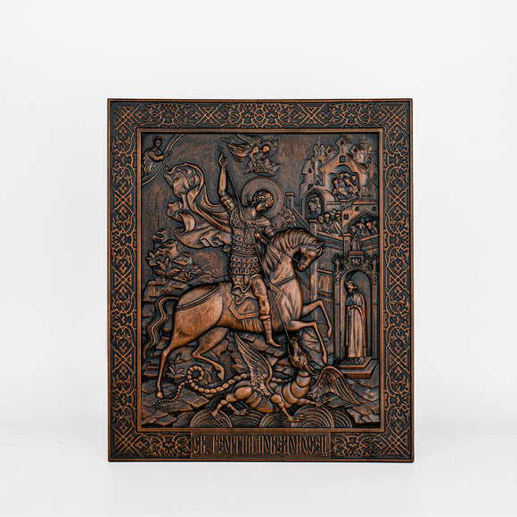 Capture heroism and faith with this wall plaque honoring St. George's legendary battle