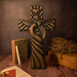 Embrace faith and family with this wooden cross celebrating the Holy Family: Jesus, Mary, and Joseph