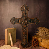 Wooden Cross with Madonna and Child