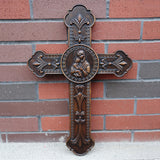 Wooden Cross with Madonna and Child