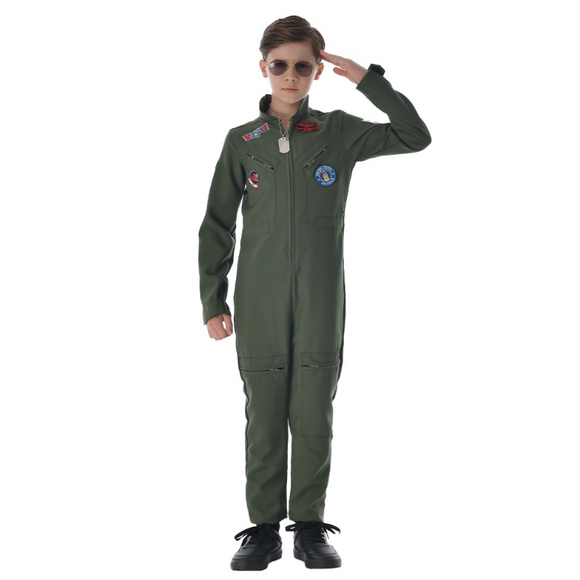 Kid's Flight Basic Suit Pilot Costume Halloween Cosplay