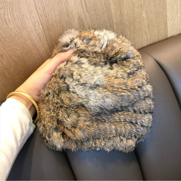 Women's Rabbit Fur Hooded Hat