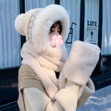 New Little Bear Scarf-Gloves Integrated Hat