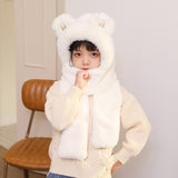 Thickened Little Bear Scarf-Gloves Integrated Hat