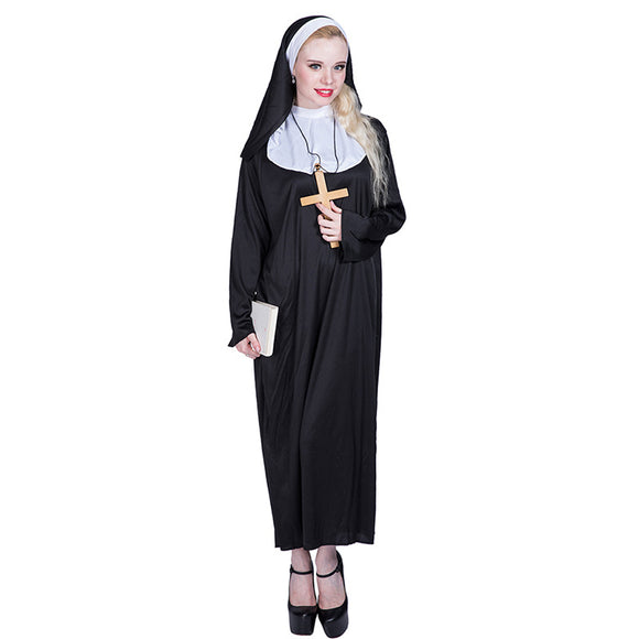 Women's Nun Costume Fancy Dress Cosplay Halloween Party