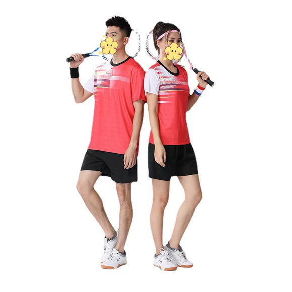 Unisex Summer Breathable Short Sleeve Badminton Uniform Set