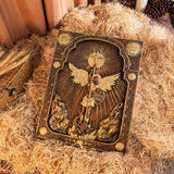 Experience divine protection with this intricately carved wooden representation of Archangel Michael