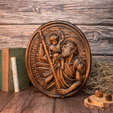 Saint Christopher Wooden Carved Plaque