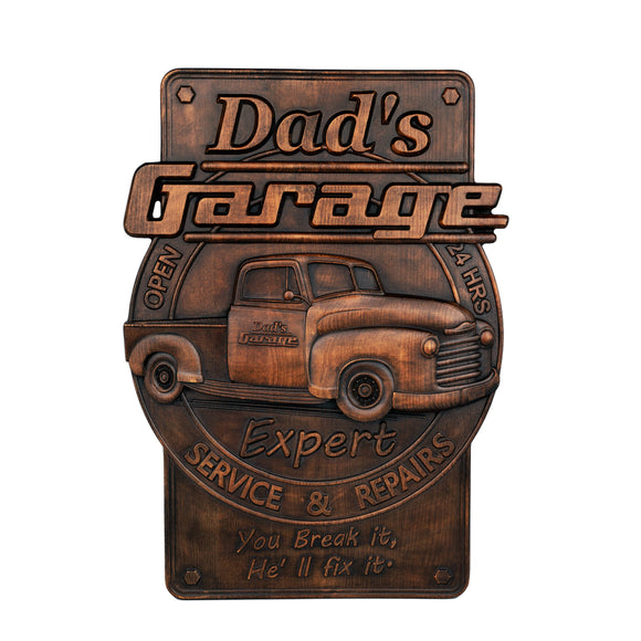 Father's Garage Sign Wooden Plaque Display