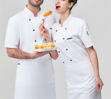 Short Sleeve Breathable Lightweight Double-Breasted Chef Work Uniform