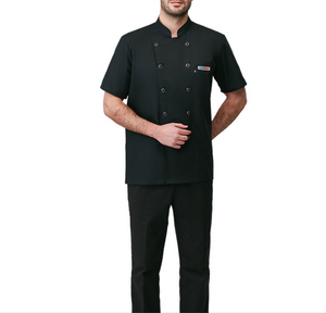 Short Sleeve Breathable Lightweight Double-Breasted Chef Work Uniform
