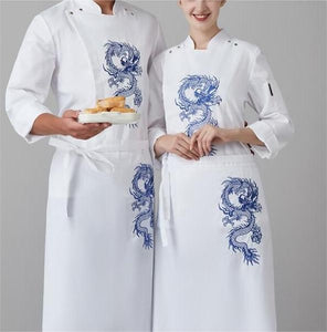 Dragon Pattern Long Sleeve Autumn/Winter Chef Work Uniform