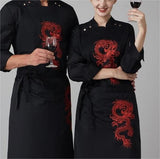 Dragon Pattern Long Sleeve Autumn/Winter Chef Work Uniform