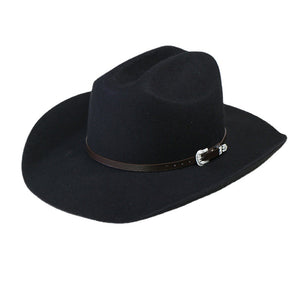 Unisex Wide Brim Fedora Hat with Belt Buckle