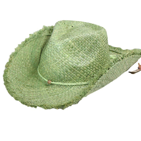 Green Rafia Handwoven Cowboy Hat