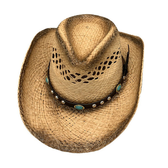 Custom Hand-Woven Raffia Cowboy Hat