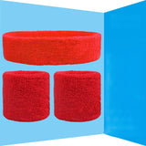 3 in 1 Terry Cloth Sweatbands Wristband Sports Set