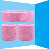 3 in 1 Terry Cloth Sweatbands Wristband Sports Set